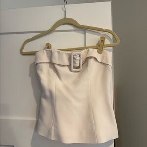 Reformation Cream Strapless Blouse